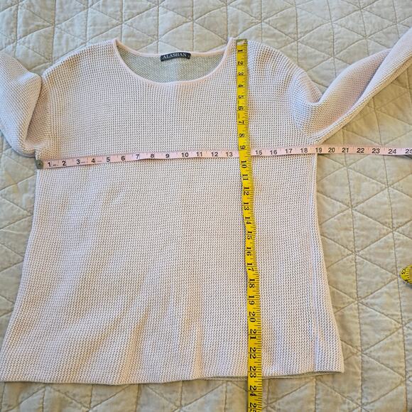 Alashan Top Women's S Pink Gray Waffle Weave Cotton Cashmere Athleisure Casual - Picture 5 of 5